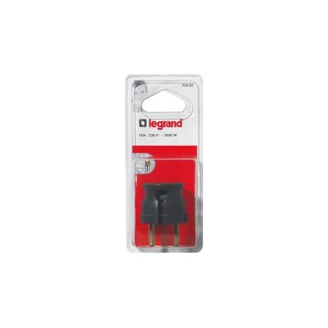 Legrand – Fiche mâle 2 pôles 16A extra plat noir – Connexion discrète pour espaces réduits – Indice de protection IP20 – Pour installations électriques (1/2)