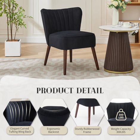 IDEALHOUSE Fauteuil D'appoint Velours Noir (1/5)