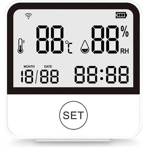 Tuya Smart WIFI, thermomètre-hygromètre d'intérieur avec capteur de température et d'humidité, écran LCD et compatible avec Alexa Assistant (1/5)