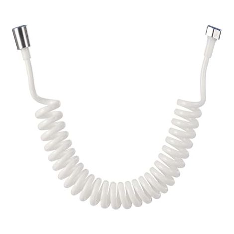Tuyau de douche extensible de 2 mètres de long, adapté aux salles de bains et aux pistolets de douche portables pour toilettes, blanc.