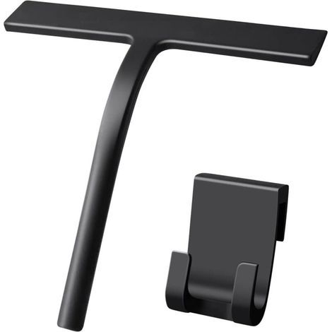Raclette De Douche En Acier Inoxydable Avec Lame Silicone Pour Nettoyage Miroir Carrelage Et Surface Vitrée (1/4)