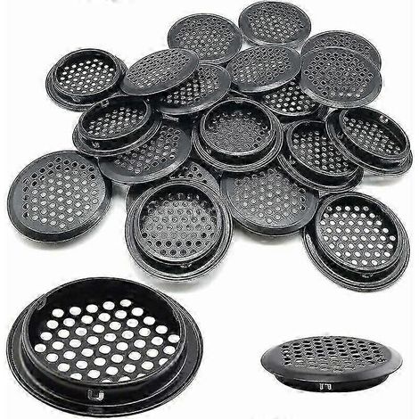 Lot de 20 grilles d'aération rondes en acier inoxydable pour camping-car, salle de bain ou cuisine. Noir, 53 mm. (1/5)
