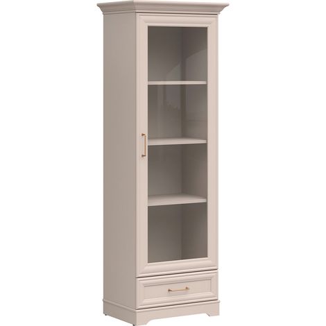 Vitrine 1 porte 1 tiroir Perle Cachemire (1/4)