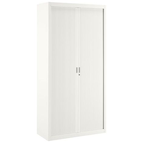 Armoire haute à rideaux démontables 200 x 100 cm - Portes blanches - Maxiburo