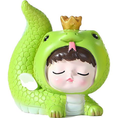 Figurine Résine Serpent Nouveau avec Couronne - Déco Maison/Voiture Mascotte Zodiac 1094 Jouet Bébé Serpent Amusant (1/5)