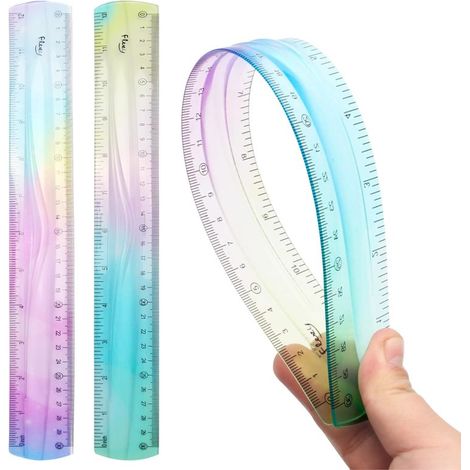 Regla flexible de plástico de 30,5 cm (12 pulgadas) de largo para estudiantes con un suave degradado de color, paquete de 2 unidades. (1/5)