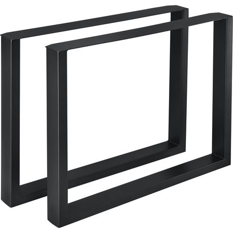 Juego de 2 patas de mesa para mueble de comedor rectangulares de metal 90 x 72 cm negro 030003671