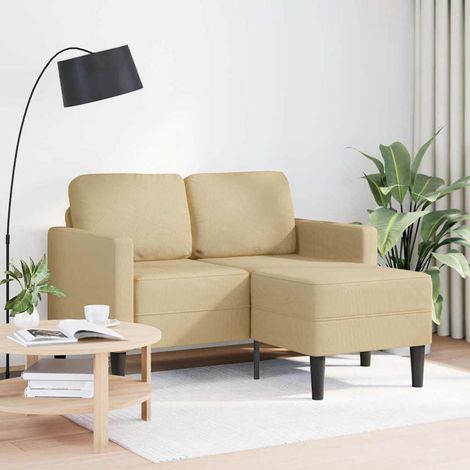 Canapé Sofa 2 places avec méridienne en L gris-vert 125 cm lin
