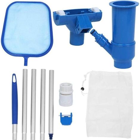 Jet Set Piscine Aspirateur Piscine Nettoyage Kit D'entretien Pour Piscine, Spa, Fontaine, Bain À Remous Et Feuilles Skimmer Net (1/4)
