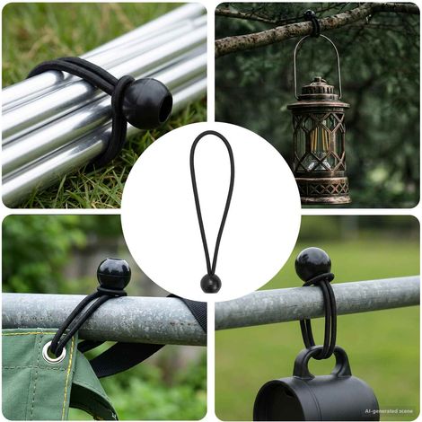 vidaXL Corde Bungee con Palle 100 pz Nero 4 mm x 22 cm Polipropilene (1/4)