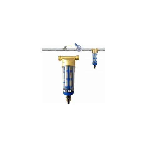 Filtre à sédiments réutilisable – Filtration 40 microns – Coque transparente en plastique et acier – Pour conduites d'eau de puits (1/5)