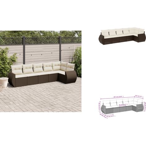 6-tlg. Garten-Sofagarnitur mit Kissen Braun Poly Rattan - Garten Sofagarnitur - Garten Sofagarnituren - Outdoor Sofagarnitur - Sofagarnitur Terrasse (1/3)