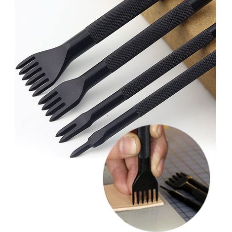 Kit per la lavorazione della pelle composto da 18 pezzi, che include un punteruolo per scanalature e un ditale cerato. (1/5)