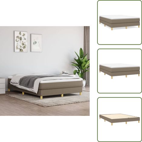 Dormitorio - vidaXL Estructura de cama con somier tela gris taupe 140x200 cm - Cama gris