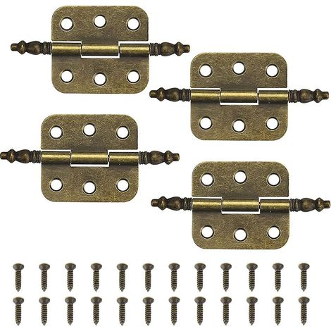 4 charnières antiques pour portes de placard vintage, charnières vintage à 6 trous, charnières décoratives pliantes, charnières de porte en fer