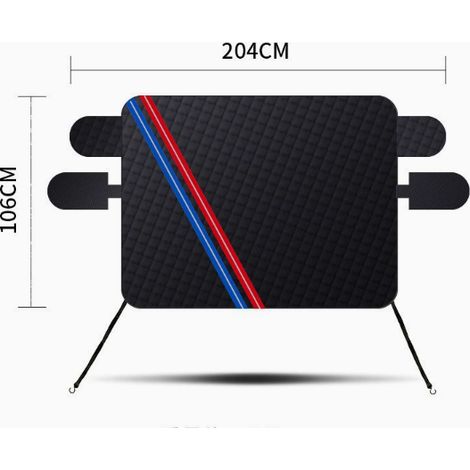 Housse universelle de pare-brise pour voiture - protection contre le gel et la pluie, imperméable et antigel, conception antivol, facile à installer (noir, 202 mm x 104 mm) (1/5)