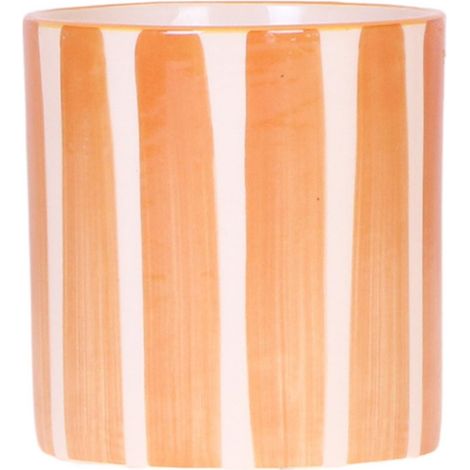 Pot de fleurs décoratif en céramique à rayures orange, cache-pot design élégant Ø 9 cm - PANGIVO (1/5)