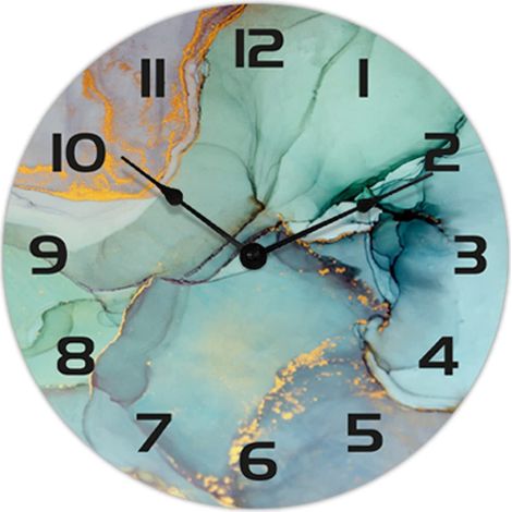 Wanduhr aus Marmor, genaue dekorative Uhr, geräuschlos, kein Ticken, leicht ablesbare Wanduhr für Schlafzimmer/Wohnzimmer/Küche, 33 cm