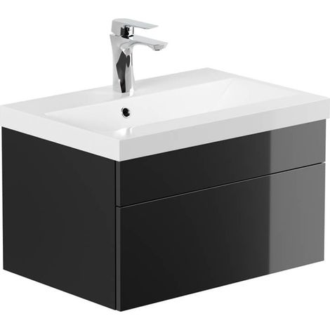 HOME DELUXE - Badmöbel-Set - WANGEROOGE schwarz - Small - inkl. Waschbecken und komplettem Zubehör - Breite Waschbecken: ca. 60 cm I Badezimmermöbel Waschtisch Badmöbelset Badezimmermöbel Waschtisch