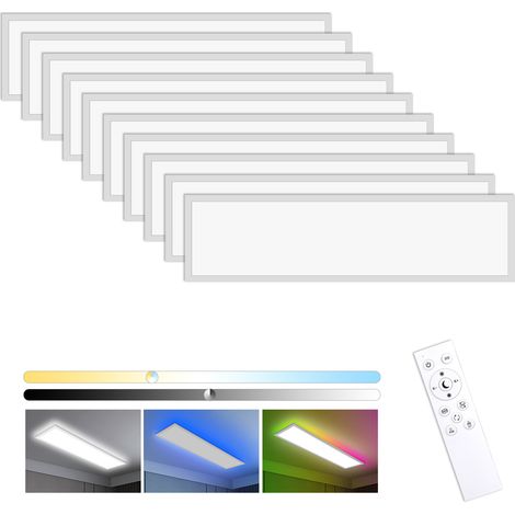 Oraymin – Pack de 10 Plafonnier LED Ultra-plat 40W 2400lm - Dalle LED Rectangulaire 60x20cm - Dimmable avec Télécommande (3000K-6500K) Pour Salon, Bureau, Cuisine ou Chambre (1/5)