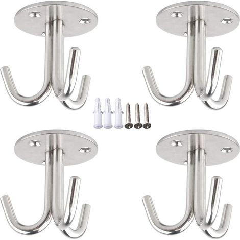 Crochet de Plafond en Acier Inoxydable, 4 Pièces, pour Suspension avec Vis, Crochet de Plafond pour Balançoire de Yoga, Luminaire Suspendu (1/5)