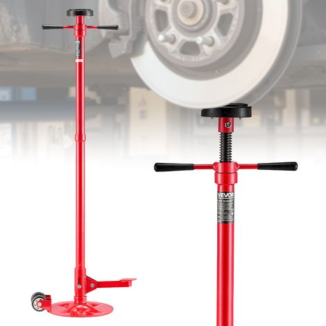 VEVOR Support de Fosse et de sous Pont 0,75 t, Chandelle Haute a Hauteur Reglable 132-203,2 cm, pour Entretien Voiture Securite Atelier, Poignee Pivotante Montee sur Roulement, avec 2 Roulettes