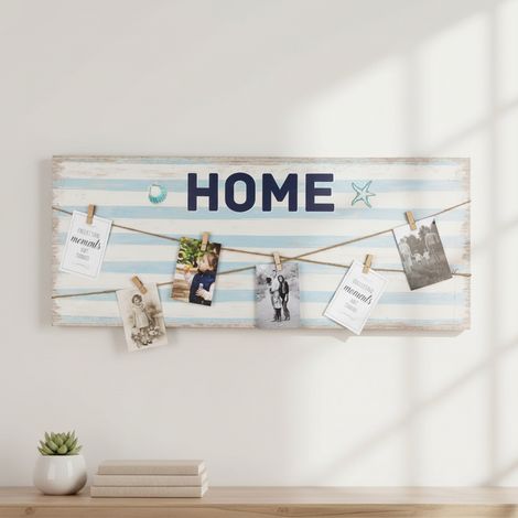 Mural fotográfico HOME 100 x 40 cm Galería de fotos de madera Collage decorativo para pared con pinzas