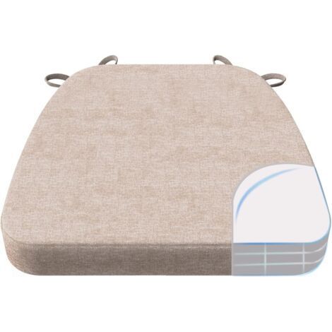 LAN D-förmige Stuhlkissen, 5 cm dick, mit Bändern und abnehmbarem, maschinenwaschbarem Bezug, 43 x 40 cm, beige (1/5)