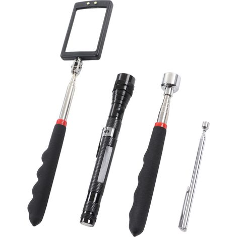 Kit 4 Pièces Outil Magnétique Télescopique avec Miroir 360° et Lampe LED Flexible, Tige 20lb/1.5lb (1/5)