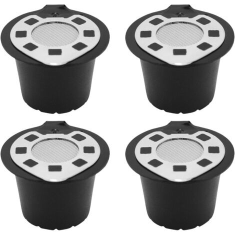 Lot de 4 dosettes de café rechargeables - Passe au lave-vaisselle - Avec couvercle en acier inoxydable (1/3)
