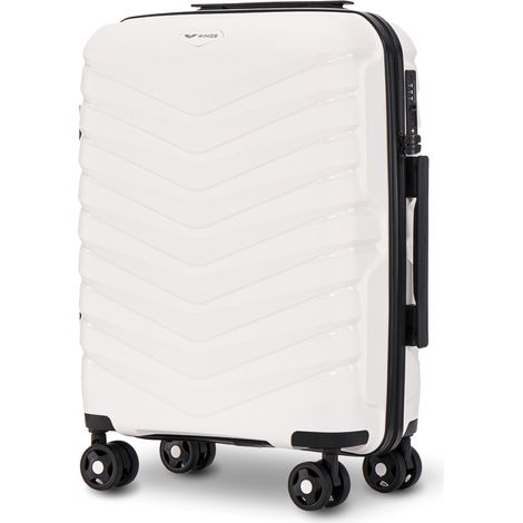 Maleta de cabina Wings PHOENIX de polipropileno de 20 pulgadas, color blanco.