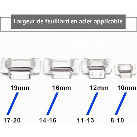 Boucle de Cerclage en Acier 10 mm Cerclage en Acier Joints pour Feuillard de 8-10 mm Pour Fixations Extérieures et Applications Lourdes (1/2)