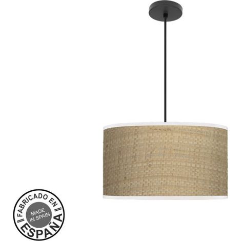 Colgante moda 2xe27 negro/cañizo claro regx40x40 c/difusor
