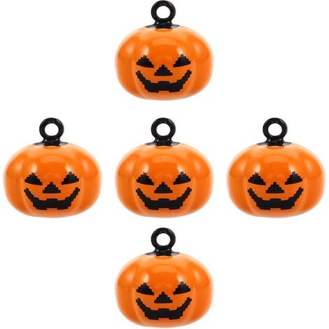 Lot de 5 mini-cloches citrouilles d'Halloween, clochettes citrouilles, breloques Jack O'Lantern pour décoration d'automne Halloween (1/5)