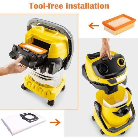 Kit 10 Sacs et 2 Filtres Aspirateur pour Karcher WD4 WD5 WD6 MV4 MV5 MV6 (1/5)