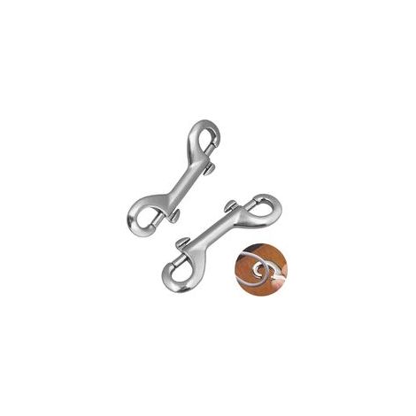 Lot de 2 Mousquetons Inox à Double Extrémité, Crochets Clips Sécurisés pour Laisse Chien et Attache Rapide, Résistants et Durables, 90mm (1/4)