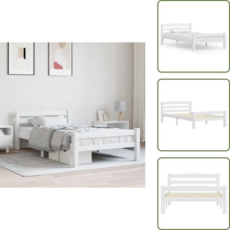 The Living Store Dormeuse Estraibile senza Materasso Bianca Legno Pino 90x200 cm - Letto estraibile