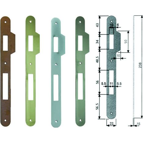 Contropiastra Con Aletta Per Serratura Patent A Bussola Bordo Tondo - acciaio ottonato (B.00590.11.03) - 5 pz