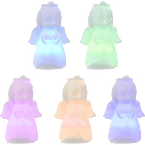 5pièces Veilleuse Lumineuse Ange pour Garçon Fille Petite Décoration Lumineuse Ange Décoration Chambre Garçon Fille Lampe Colorée Douce (1/5)