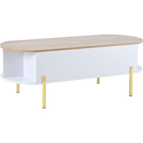 Table basse relevable 120 x 50 x 43 cm, table de salon avec plateau réglable en hauteur, table de salon, table d’appoint, table basse avec espace de rangement dissimulé, table basse à 7 compartiments (1/5)