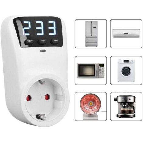 Digital display surge protector, voltage protection socket for household appliances, refrigerators, air conditioners, EU plug 230V 16A 3680W