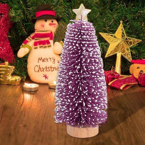 Mini sapin de Noël artificiel, petit sapin de Noël, sapin de Noël miniature, faux sapins de Noël avec socle en bois pour décoration de table, ornements de bureau (1/3)