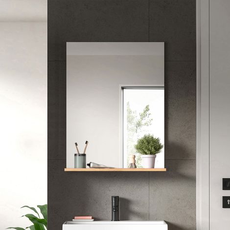 Miroir 1 étagère 60x18x78 cm chêne brun et kaki - OLBO
