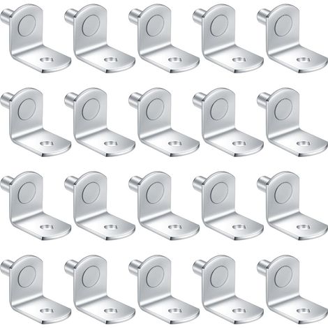20 Pièces Chevilles de Support Étagère Métal L Forme, 5mm Support Équerre, Consoles et Taquets pour Étagères pour Meuble Armoire Placard Bibliothèque (1/5)