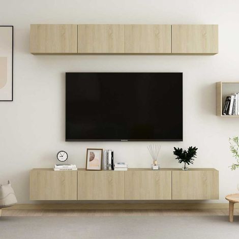 vidaXL Juego de muebles de salón 4 piezas roble Sonoma 100x30x30 cm (1/5)