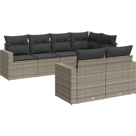 Maison Exclusive - 7-tlg. Garten-Sofagarnitur mit Kissen Grau Pol (1/3)