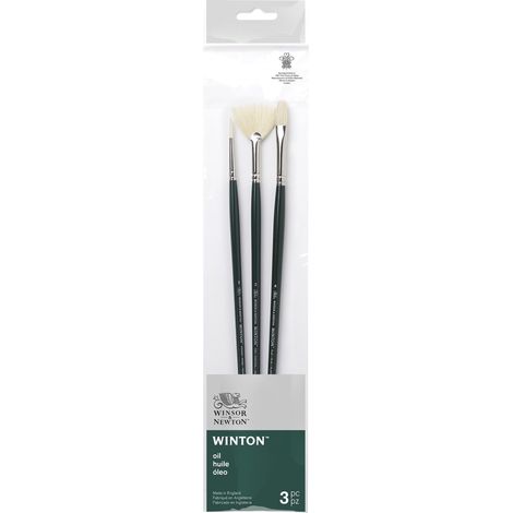 Pinceau Manche Long Set de 3 Rond 2, Plat 4, Eventail 3 (1/4)