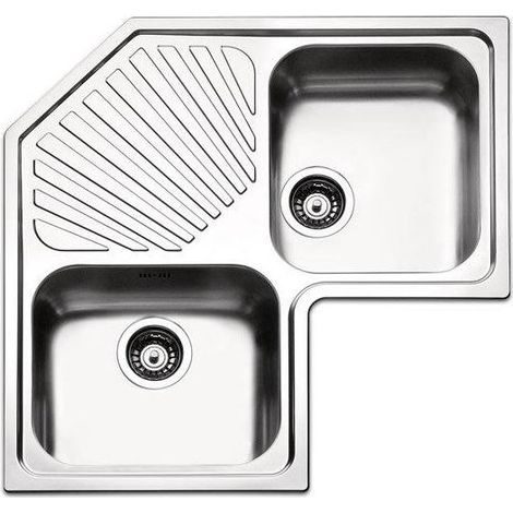 Apell ROAN2IAC Serie Roma Lavello Acciaio Inox Antigraffio da Incasso ad Angolo Gocciolatoio centrale 2 vasche laterali 83x83cm