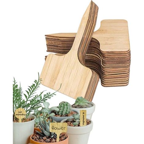 Étiquettes pour plantes - 50 étiquettes de jardin - 10 x 5 cm - Bois (1/5)