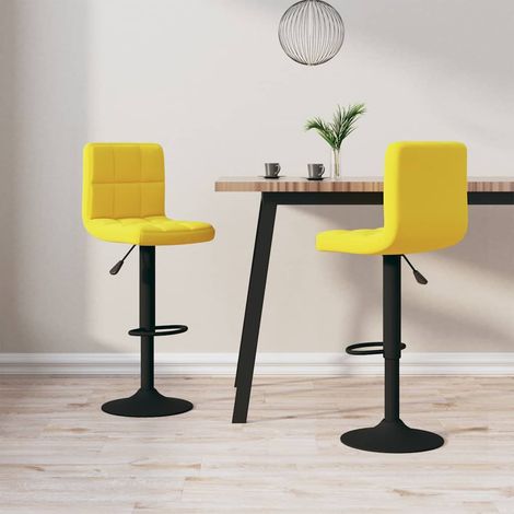 vidaXL Tabourets de bar lot de 2 jaune moutarde velours (1/5)